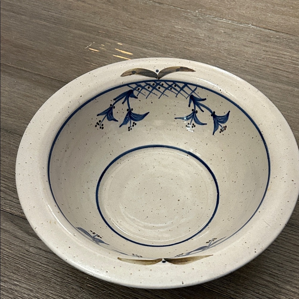 Handcrafted Ceramic Bowl with Blue Floral Design
